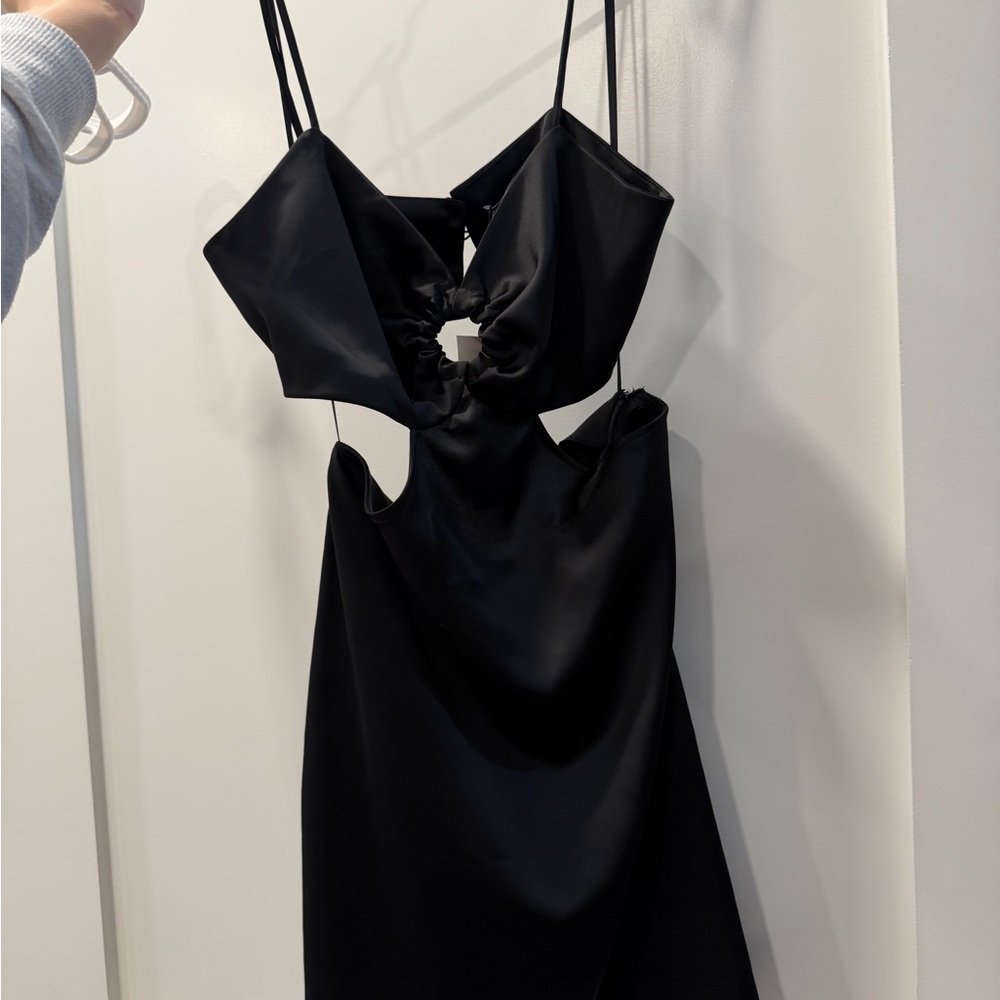 NEW Zara Black Satin Backless Twist Dress
